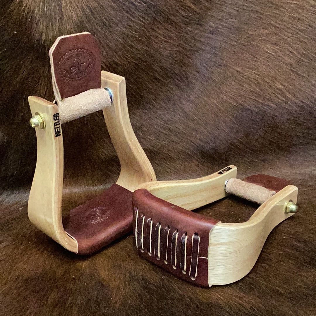 Nettles 3" Flatbottom Stirrups - Varnish
