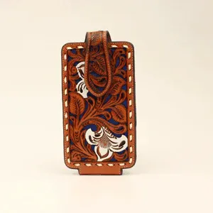 Nocona Cell Phone Case - White Flowers w/Blue Underlay