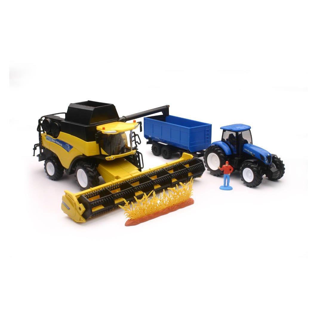 New Holland Harvester w/Farm Tractor Trailer Set