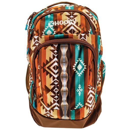 Ox Hooey Backpack Brown Aztec Pattern Body and Pocket w/Brown Tan Accents