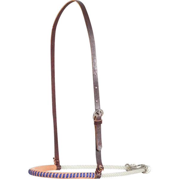 Noseband Single Rope Leather Covered Color Lace Blue