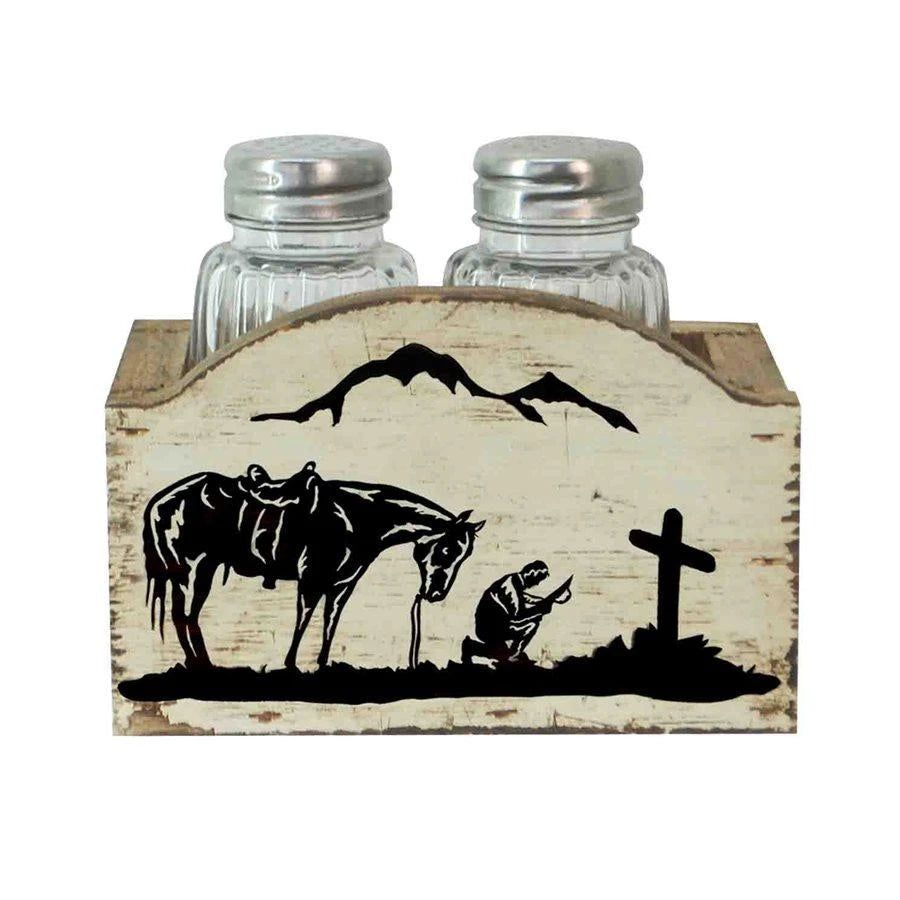 Praying Cowboy Design Salt &amp; Pepper