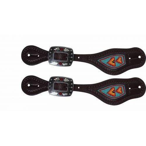 Professional's Choice Turquoise/Red Beaded Spur Strap