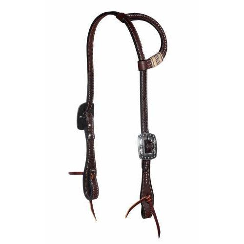 Professional's Choice Natural Black Single Ear Headstall Dotted