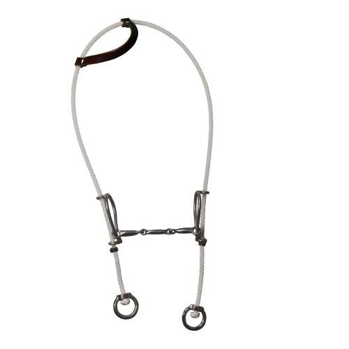 Professional's Choice Single Ear Rope Headstall w/ 3 Piece Smooth Snaffle Gag Bit