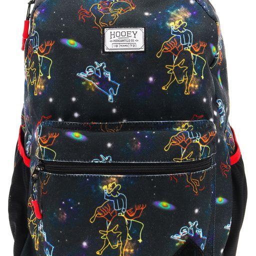 Recess Hooey Backpack Black Body w/Space Cowboy Pattern and Red Accents
