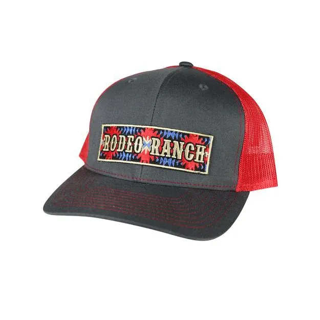 Ranch Rodeo Aztec Hat Charcoal &amp; Red