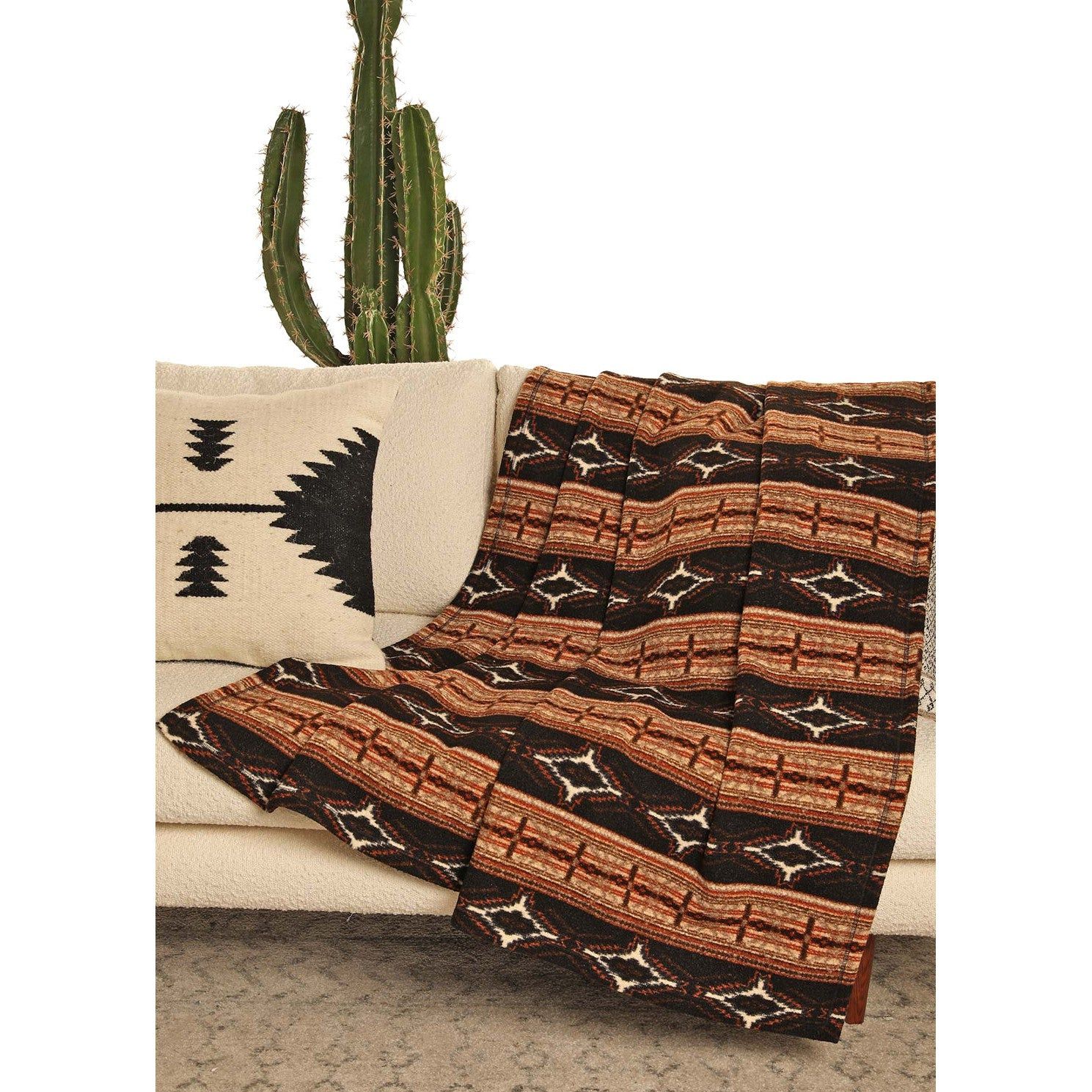 Rock &amp; Roll Fleece Aztec Printed Blanket - Rust