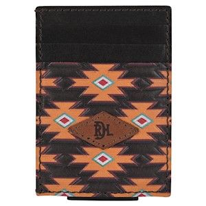 Red Dirt Men's Southwest Pattern Card Case w/Magnet Clip - Brown/Yellow/Red
