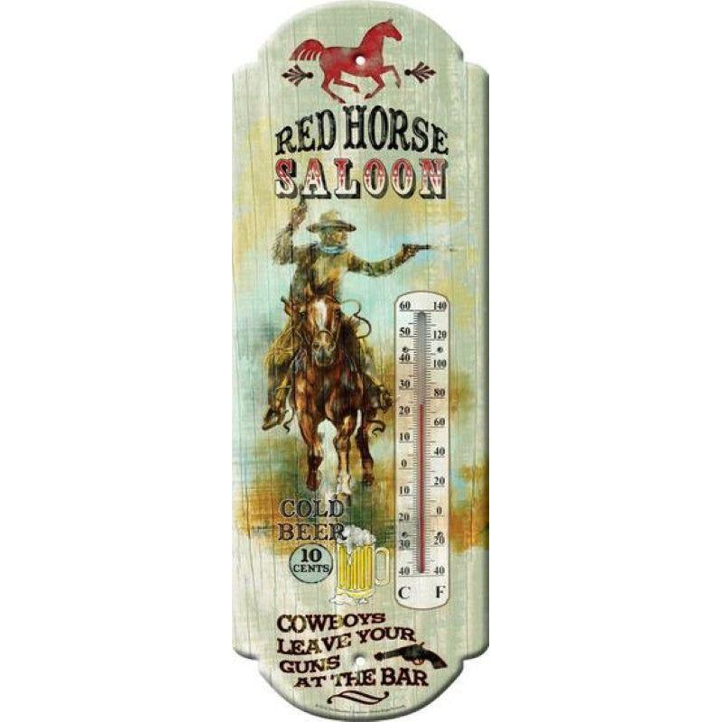 Red Horse Saloon Tin Thermometer
