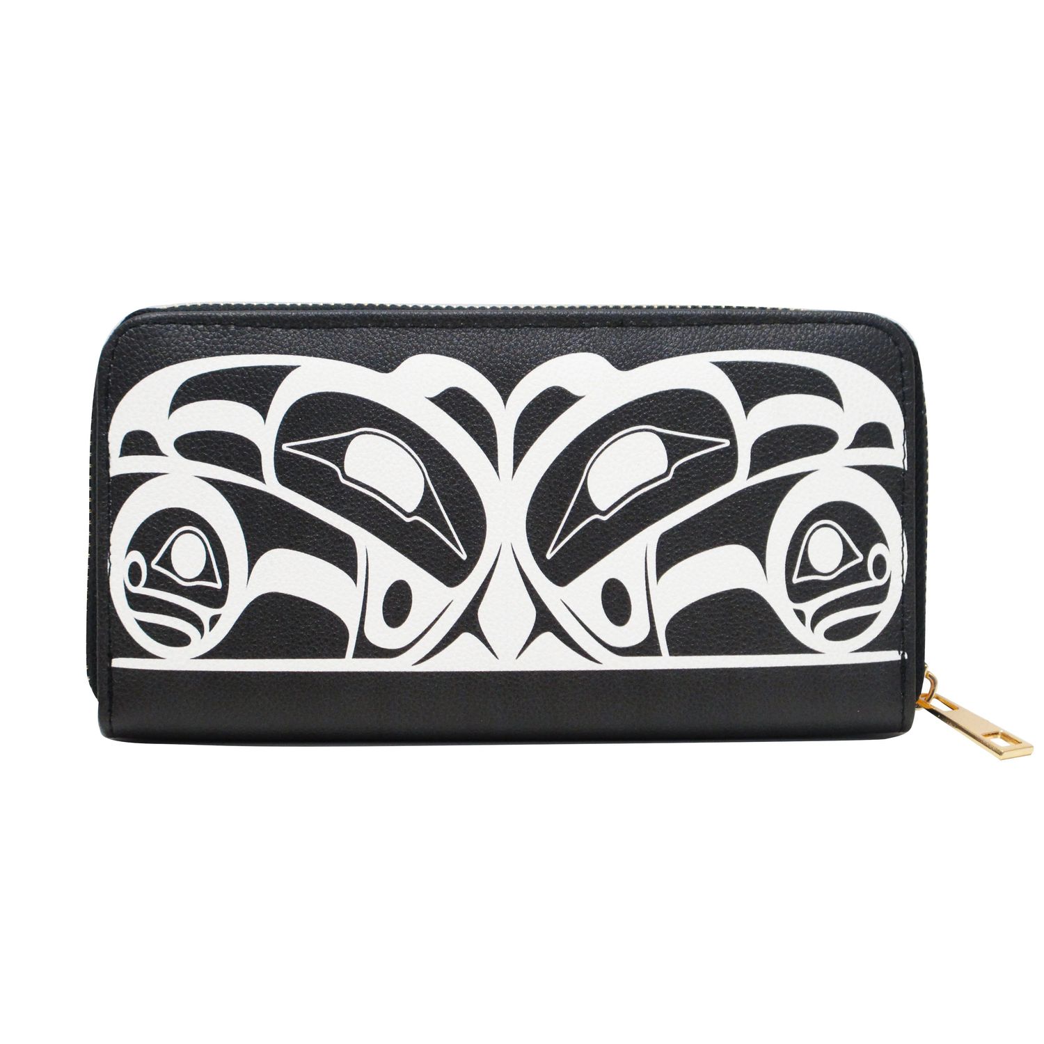 Roy Henry Vickers Raven Zip Around Wallet- Black/White