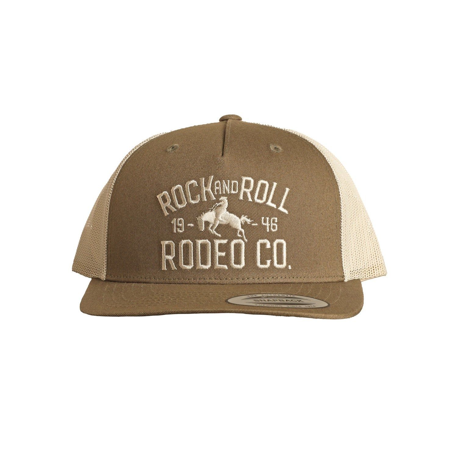 Rock &amp; Roll Unisex Flat Trucker Cap - Olive