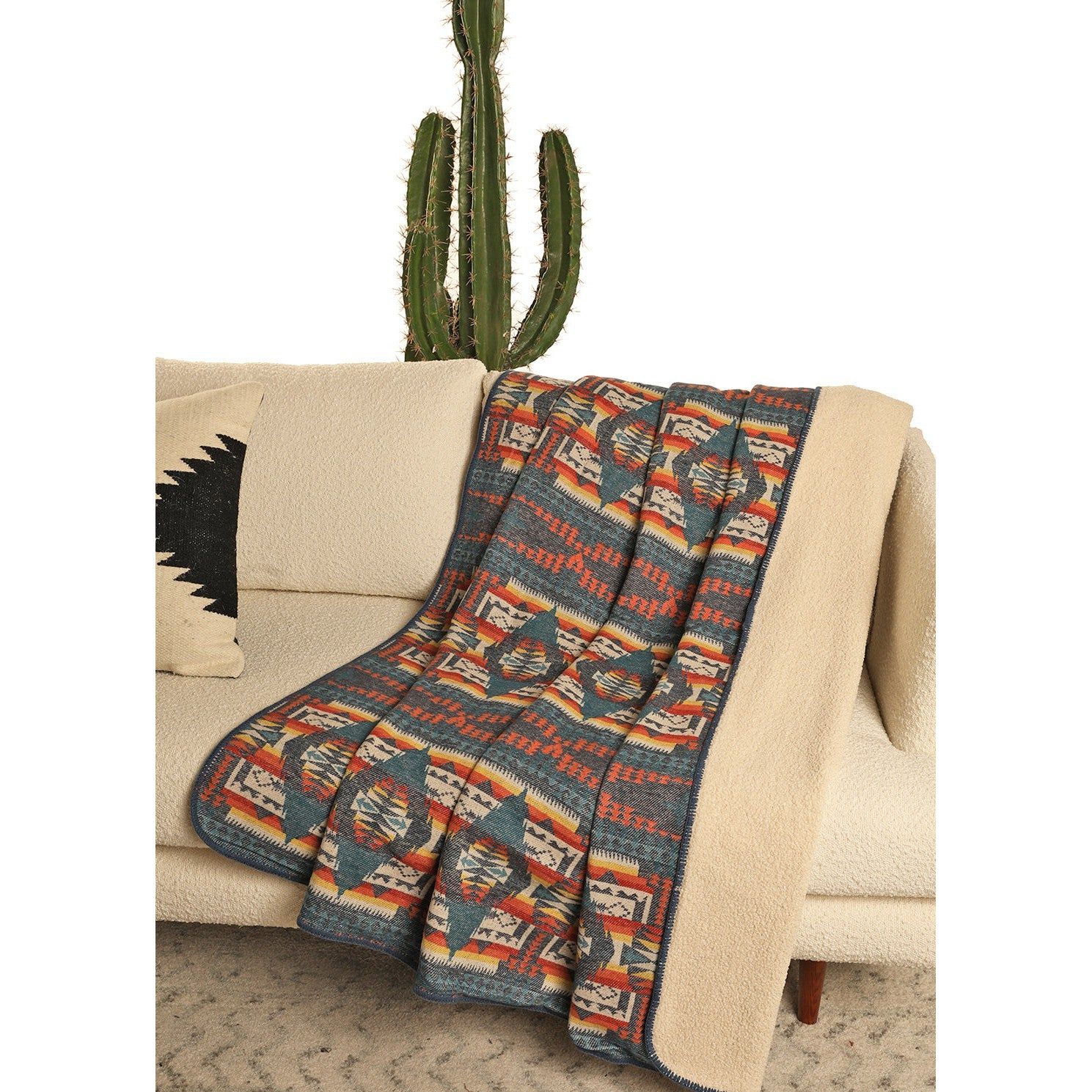 Rock &amp; Roll Aztec Jacquard Berber Blanket - Teal