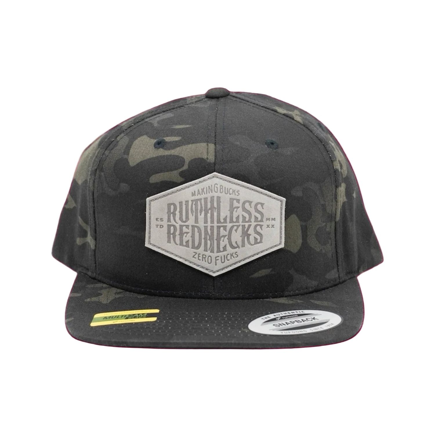 Ruthless Rednecks Hostile Patch Flat Brim Cap - Black Camo