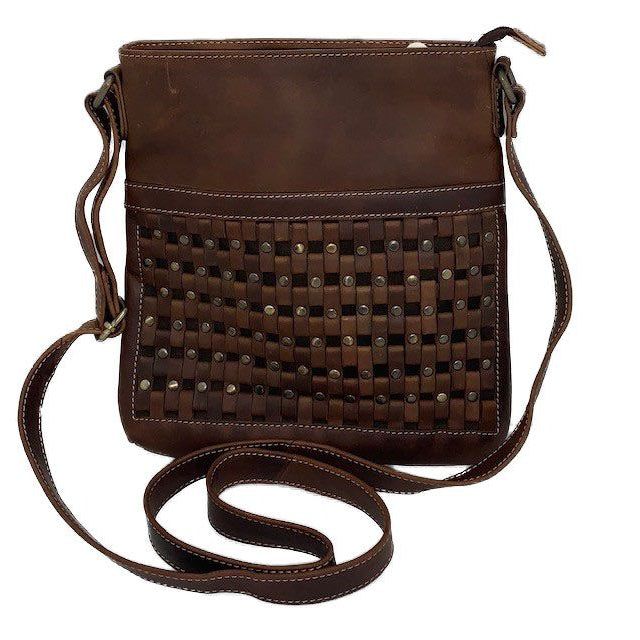 Rugged Earth Midsize Leather Woven Purse