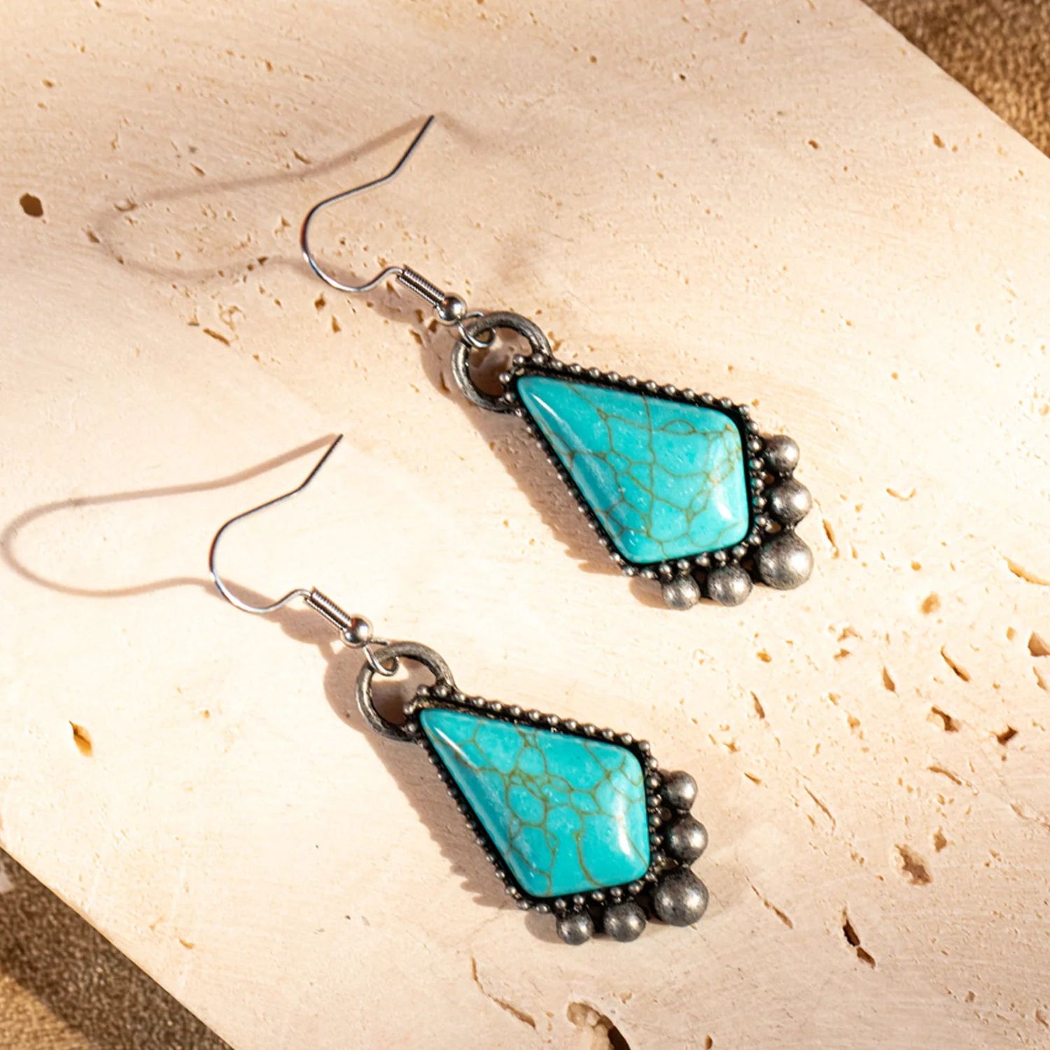 Rustic Couture Bohemian Tear Drop Stone Earrings