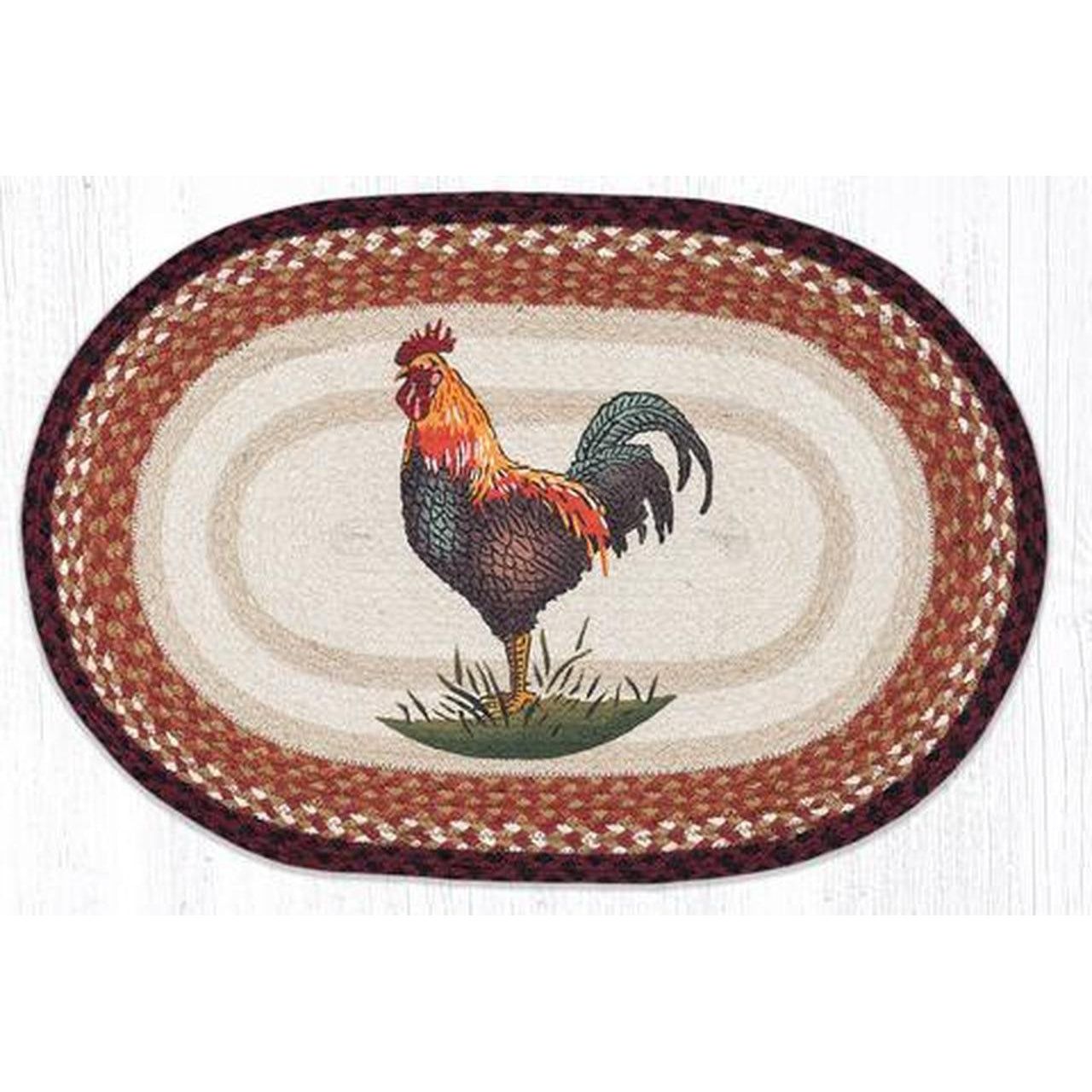 Rustic Rooster Oval Patch Rug