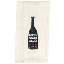 Save Water Embroidered Waffle Towel