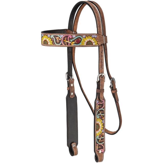 Silver Royal Paisley/Sunflower Browband Headstall