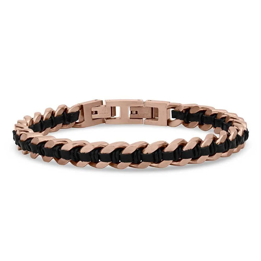 Silversmith Wrapped In Leather Dark Bracelet