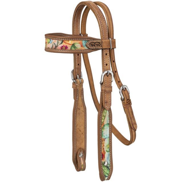 Silver Royal Mini Cactus Print Browband Headstall