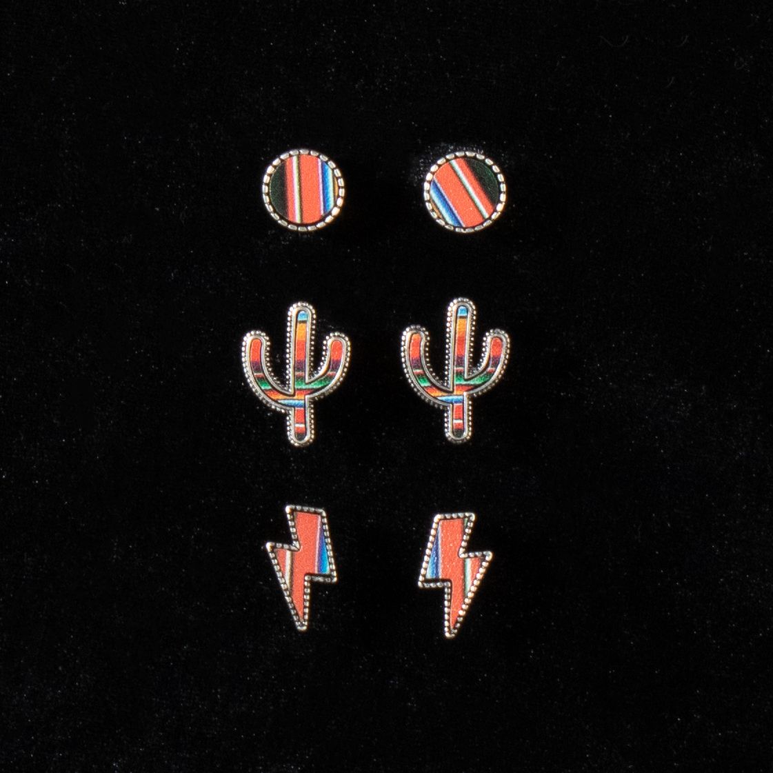 Silver Strike Women's Earrings Set - Serape