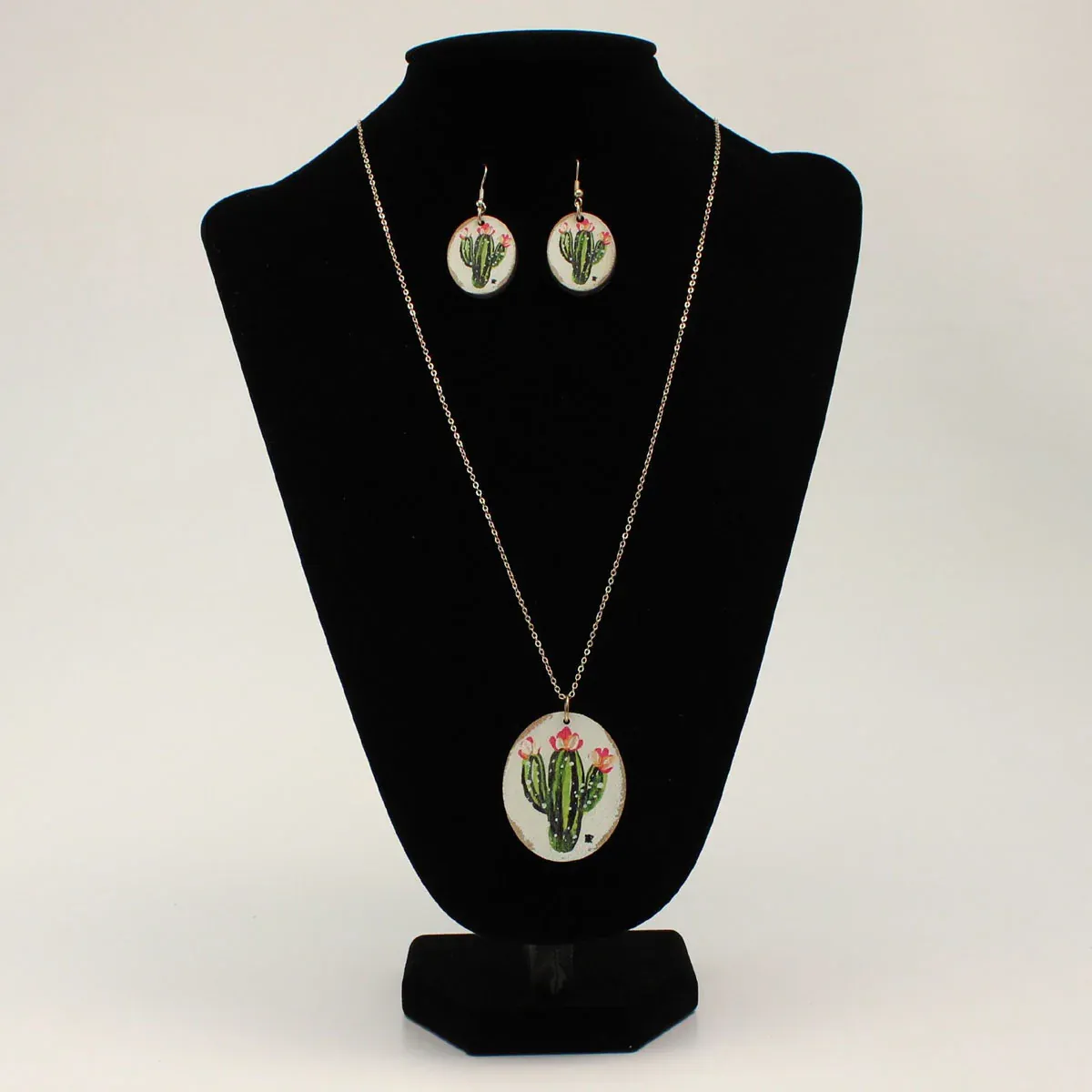 Silver Strike Necklace &amp; Earrings Set - Cactus Flower Round