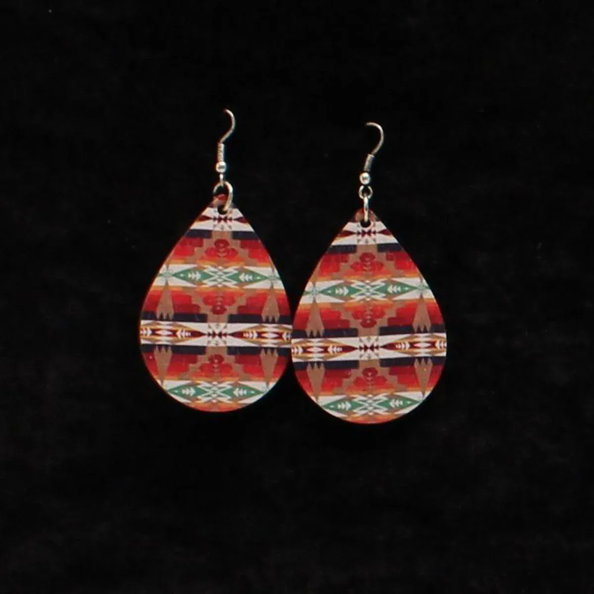 Silver Strike Women's Aztec Pattern Teardrop Earrings - Multi