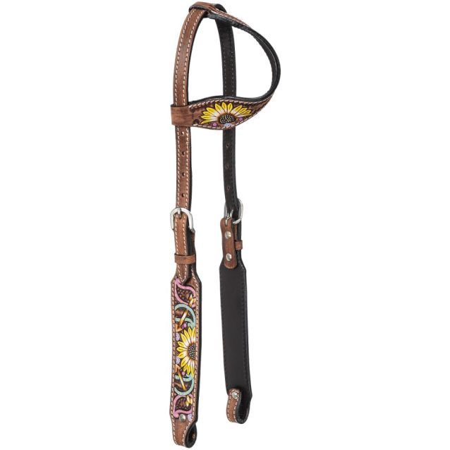 Silver Royal Paisley/Sunflower Single Ear Headstall