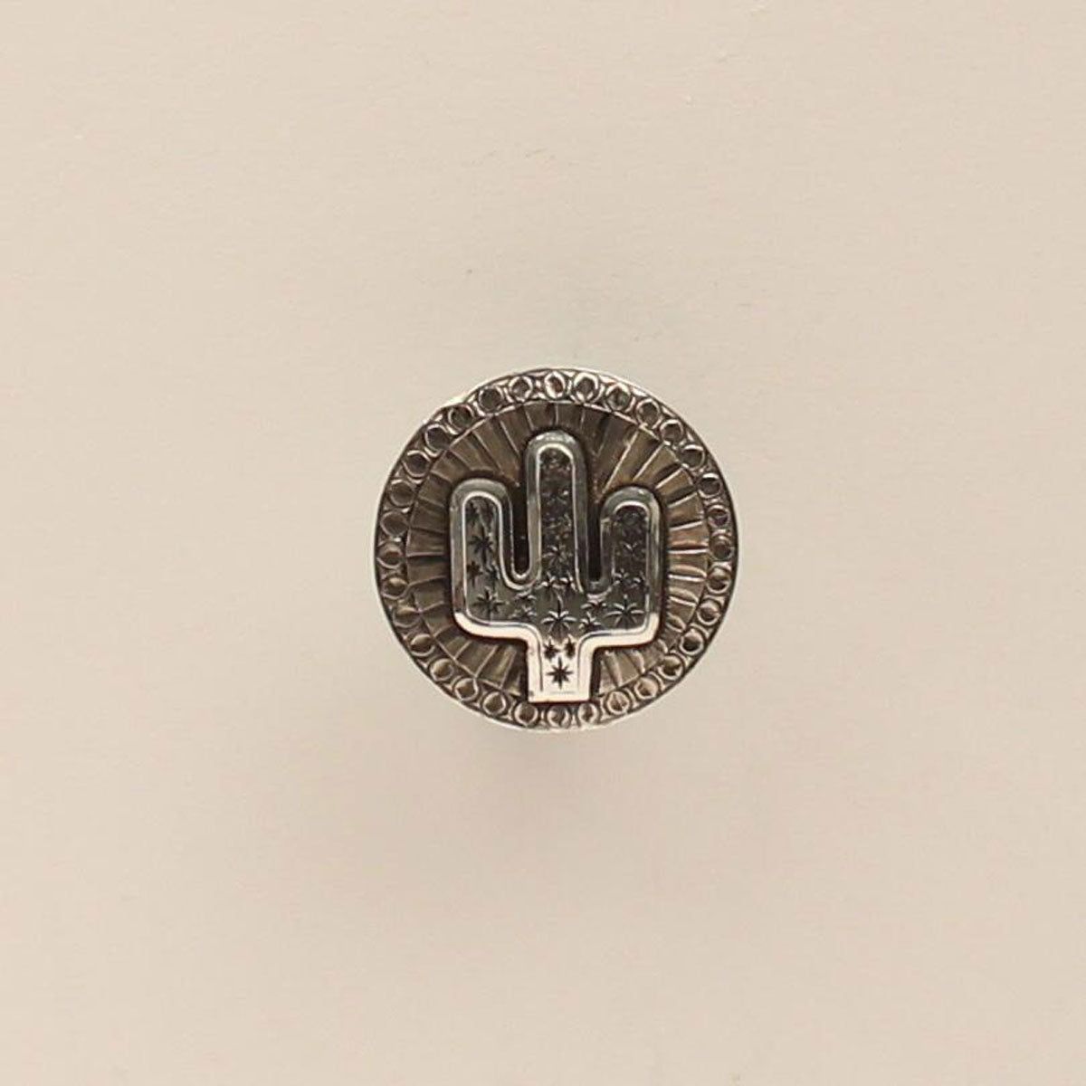 Silver Scarf Slide w/ Round Concho Large Cactus in Center
