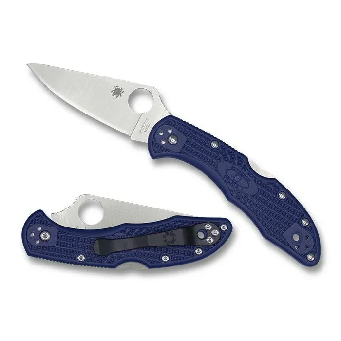 Spyderco Delica Flat Ground Plain Blue FRN