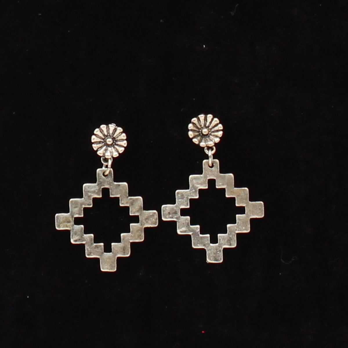 SS Etched Triangle Earrings