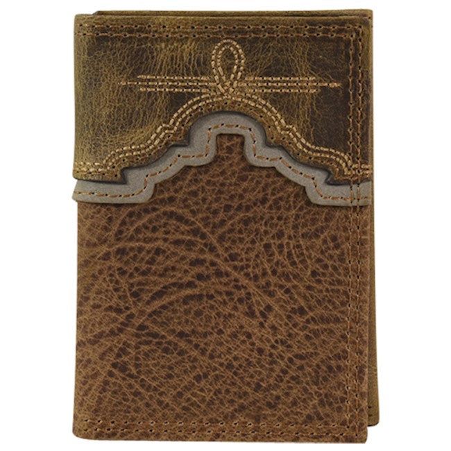 Tony Lama Trifold Wallet Dark Brown Buffalo