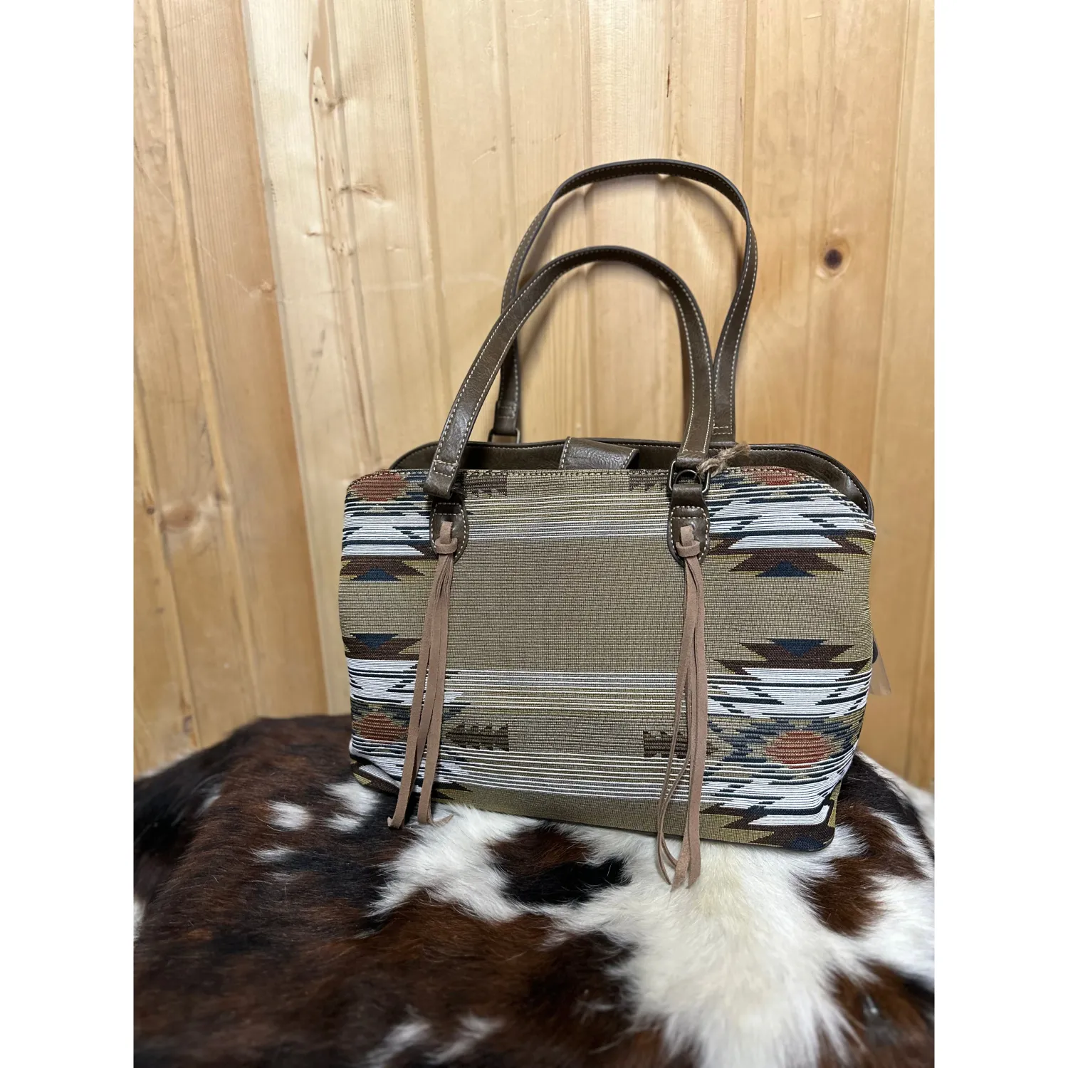 Tony Lama Satchel Neutral Aztec Jacquard