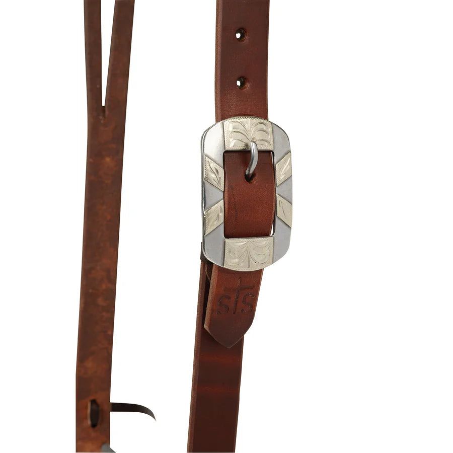 STS Ranch Signature 1 " Tack Harness Leather Split Ear Headstall- Engraved