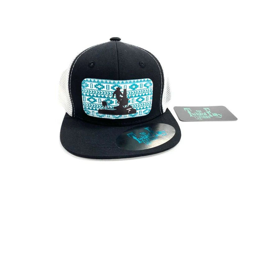 The Twisted Filly Southwest Calf Roper Infant/Toddler Trucker Hat - Black/White