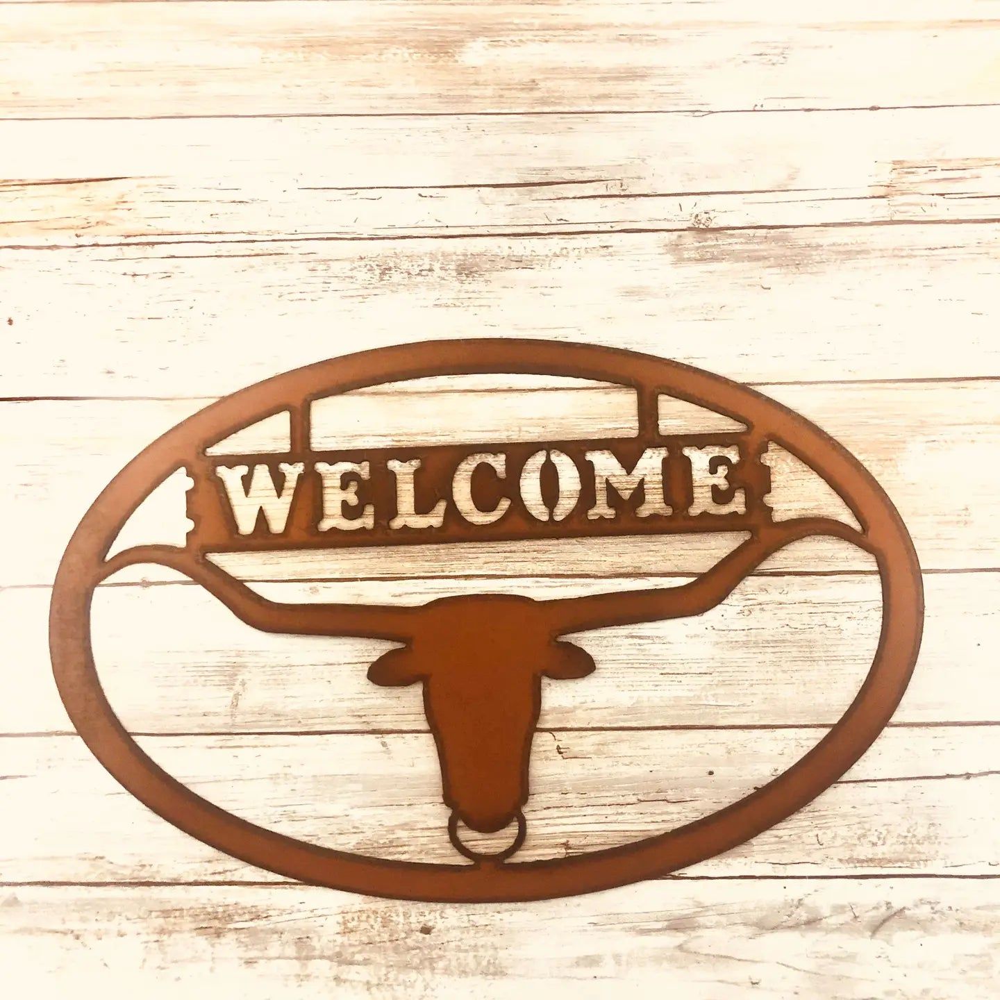 Steer Head Oval Western Welcome Sign