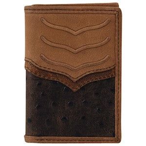 Tony Lama Trifold Wallet Weathered Ostrich