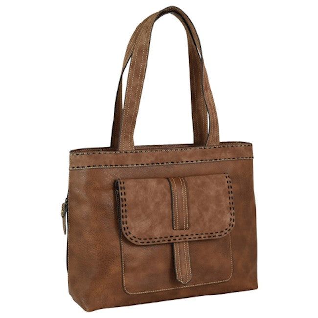 Tony Lama Tote Tonal Brown w/Double Stitch Accents
