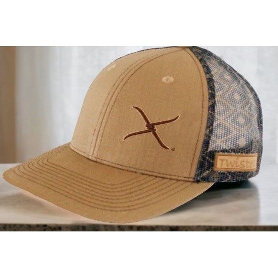 Twisted X Ball Cap Tan with Printed Mesh