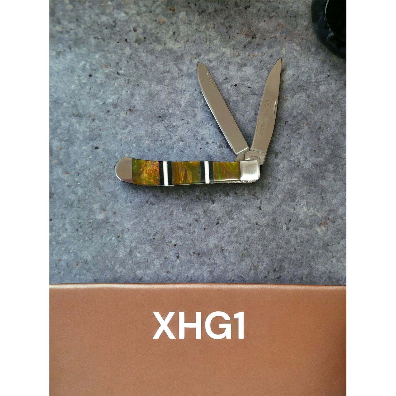 Twisted X Trapper Folding Knife - Green and Copper
