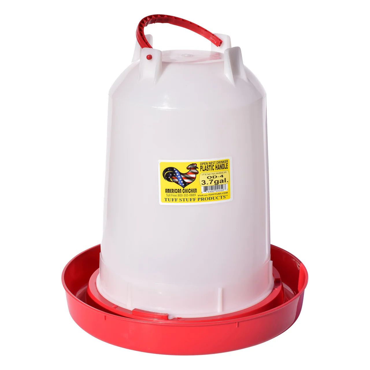 TuffStuff Poultry Open Nest Drinker Plastic Handel 3.7 Gallon