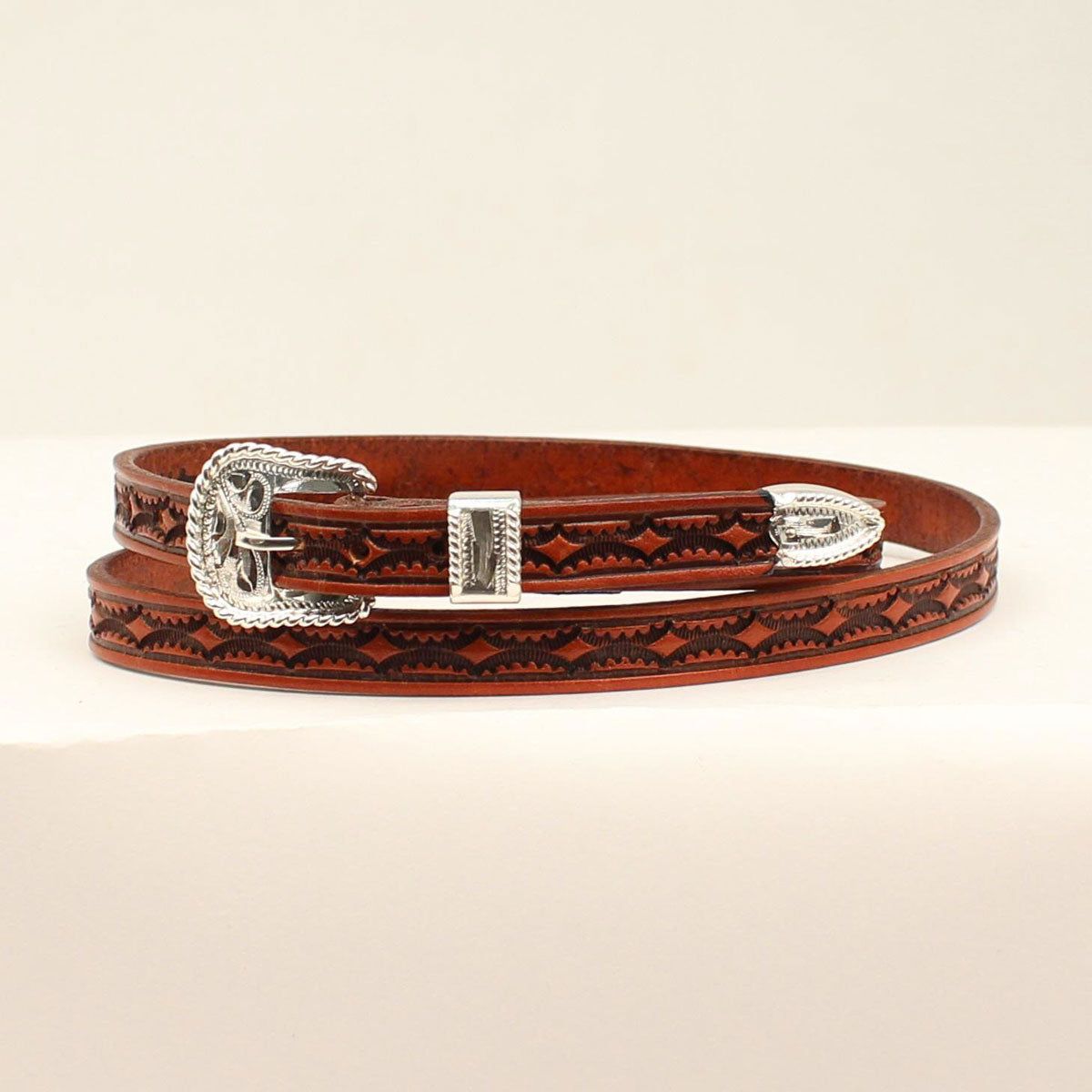 Twister Hand Tooled Hat Band - Tan