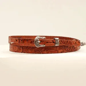 Twister Floral Embossed Hat Band - Tan