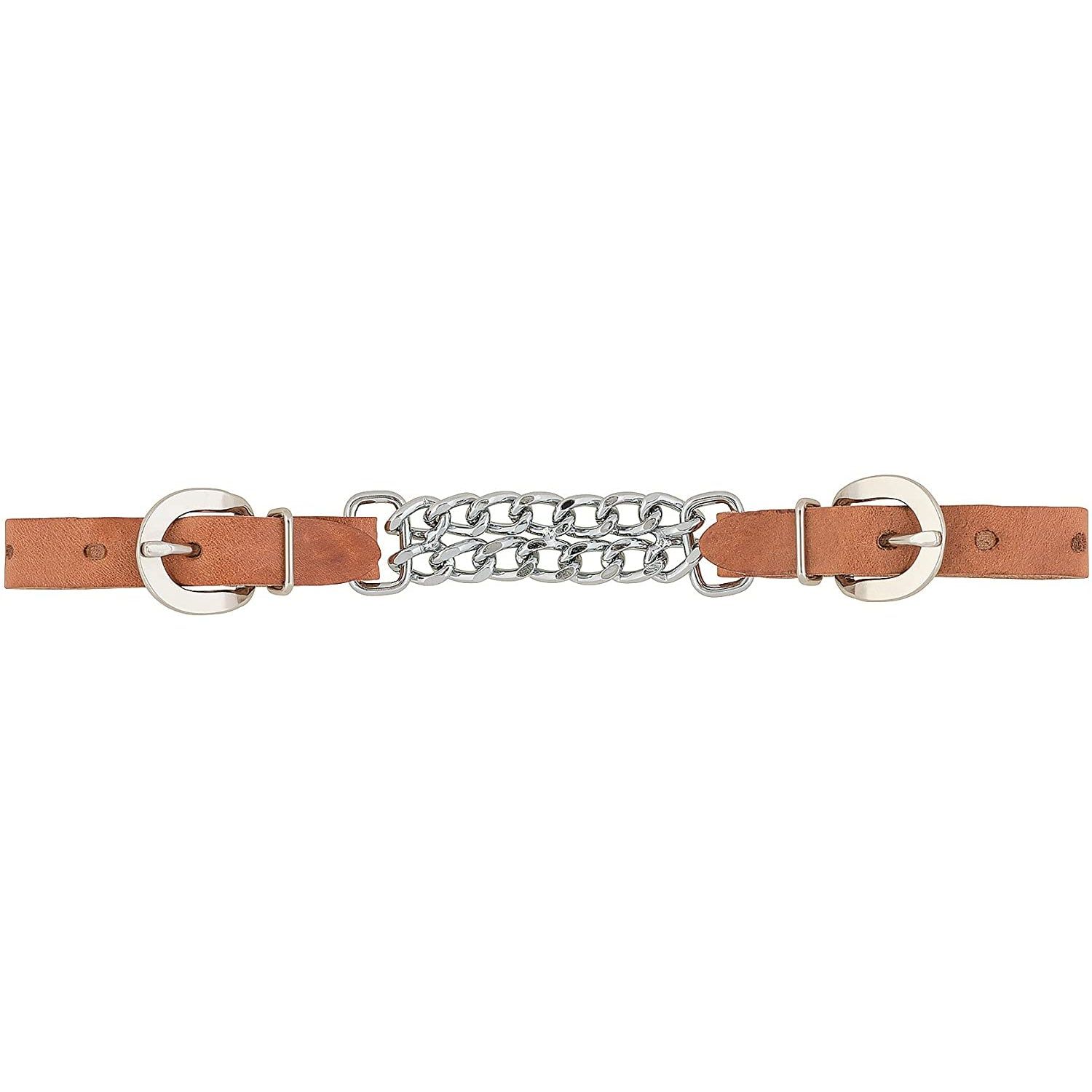 Weaver Harness Leather 3-1/2" Double Flat Link Chain Curb Strap - Russet