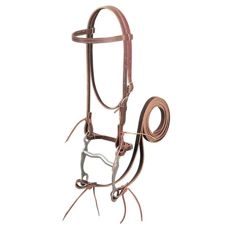 Weaver Leather 5/8" Latigo Leather Browband Bridle with Single Cheek Buckle Pony