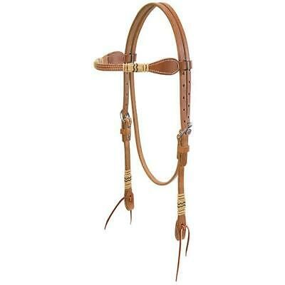 Weaver Leather Harness Leather Browband Headstall with Rawhide Accents Average