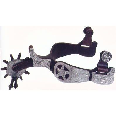 Weaver Leather Men's Texas Show Spurs with Engraved German Silver Trim
