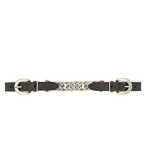 Weaver Black Leather 4-1/2" Single Flat Link Chain Curb Strap