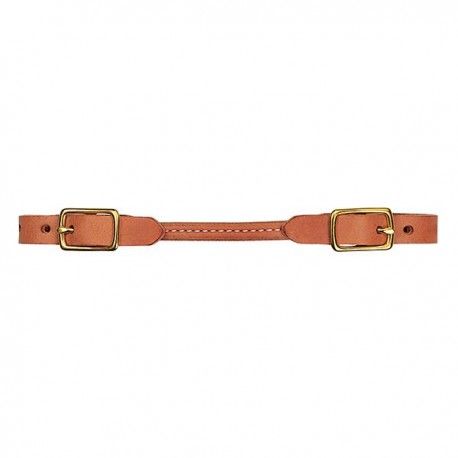 Weaver Leather Harness Leather Rounded Curb Strap Solid Brass Hardware - Russet